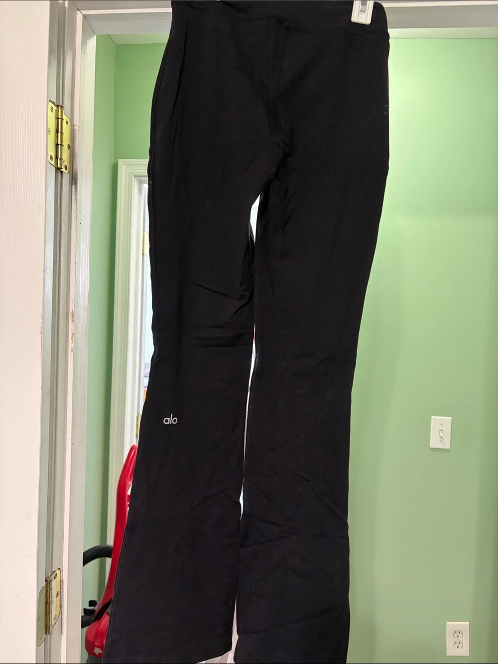 ALO Yoga Black High-Waist Flare Leggings with Front Slits
